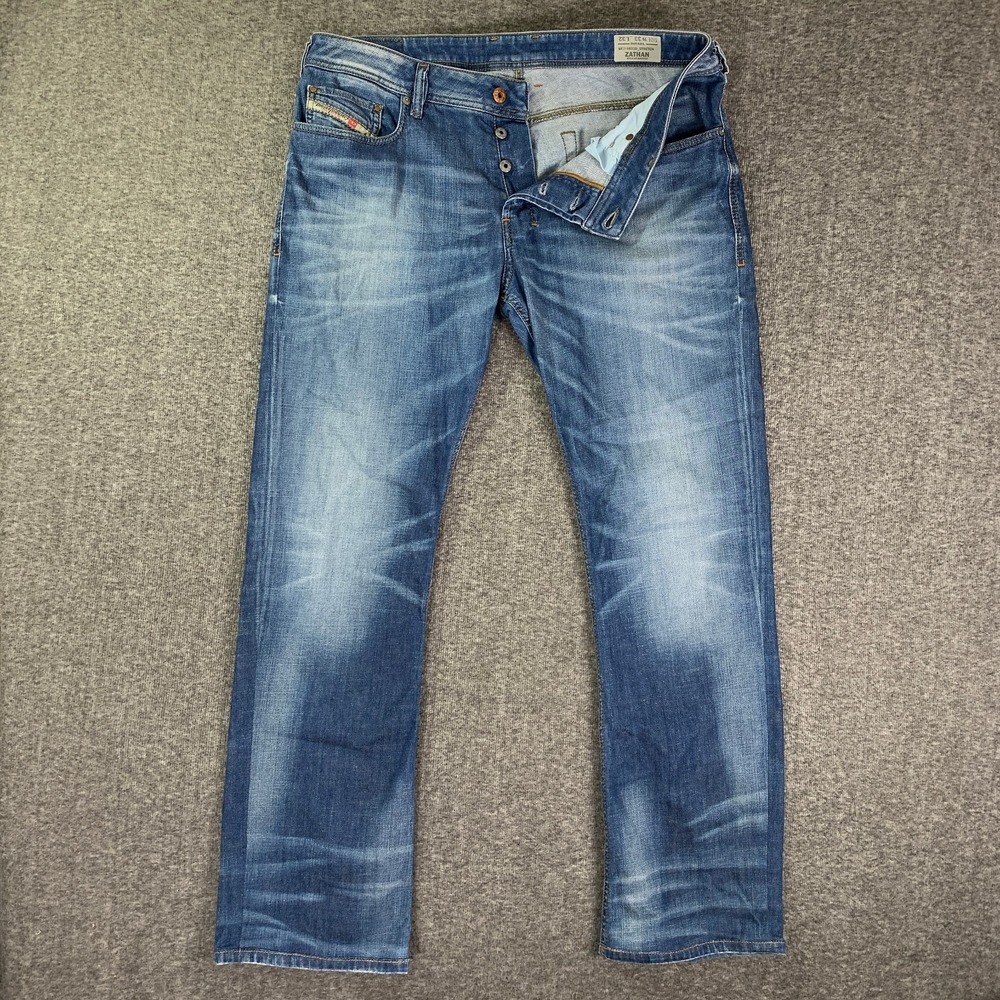 Diesel Zathan Jeans Men 33x31 Bootcut Regular Stretch Button Fly Denim Y2K
